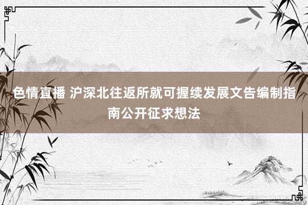 色情直播 沪深北往返所就可握续发展文告编制指南公开征求想法