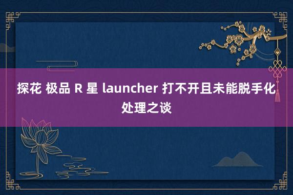 探花 极品 R 星 launcher 打不开且未能脱手化处理之谈