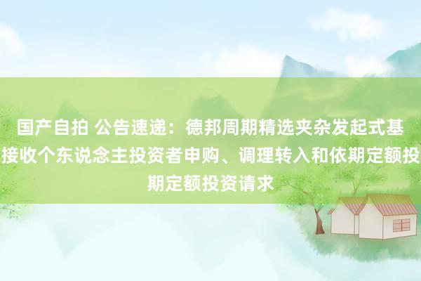 国产自拍 公告速递：德邦周期精选夹杂发起式基金暂停接收个东说念主投资者申购、调理转入和依期定额投资请求