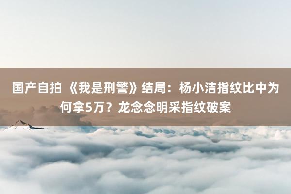 国产自拍 《我是刑警》结局：杨小洁指纹比中为何拿5万？龙念念明采指纹破案