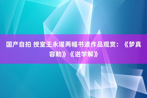 国产自拍 授室王永瑆两幅书道作品观赏：《梦真容勅》《进学解》