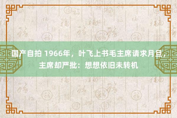 国产自拍 1966年，叶飞上书毛主席请求月旦，主席却严批：想想依旧未转机