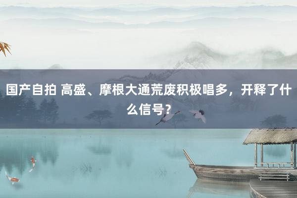 国产自拍 高盛、摩根大通荒废积极唱多，开释了什么信号？