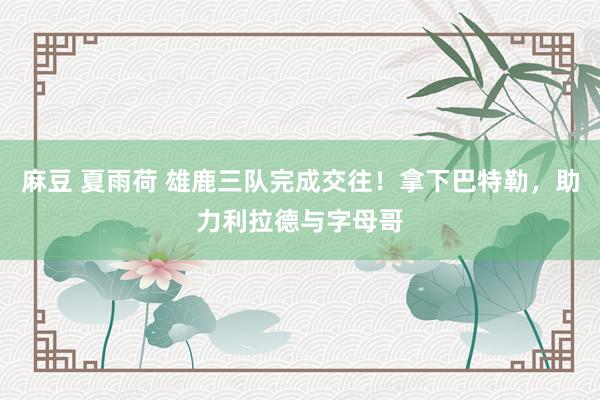 麻豆 夏雨荷 雄鹿三队完成交往！拿下巴特勒，助力利拉德与字母哥