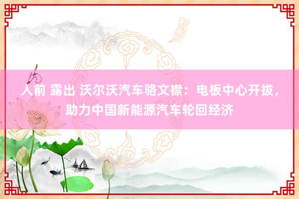 人前 露出 沃尔沃汽车骆文襟：电板中心开拔，助力中国新能源汽车轮回经济